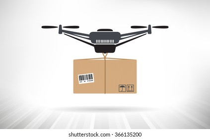 Package Delivery Drone. Concept illustration of a drone carrying a package.