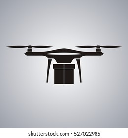 Package Delivery Drone. Concept illustration of a drone carrying a package.