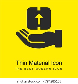 Package delivery in hand bright yellow material minimal icon or logo design
