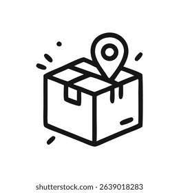 Package Delivery Icon with Location Pin – Shipping and Tracking Symbol