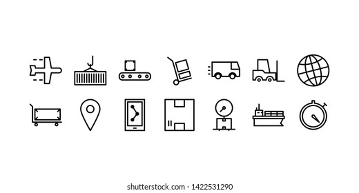 Package Delivery Line Icon Set