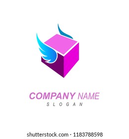 package delivery logo quickly + package box logo, modern logo