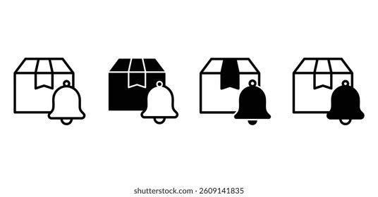 Package Delivery Notification Icons Set Black and White Color Vector Design