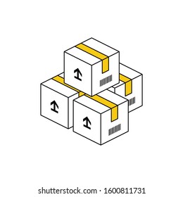 Package delivery parcel. Vector line, 3d stroke isometric, color web icon, new flat style. Creative illustration design, abstract idea for infographics.