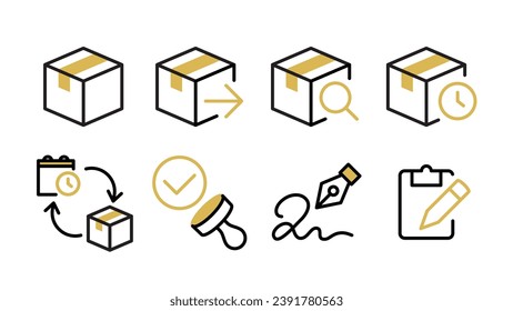 Package Delivery, Receiving Icon Set Line Width Variable