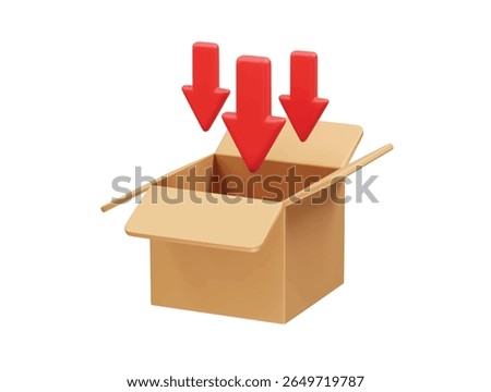 Package Delivery with Red Arrows and Open Box icon 3d rendering illustration