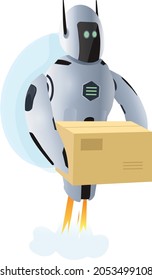 Package Delivery Robot Drone. Concept illustration of a drone carrying a package.