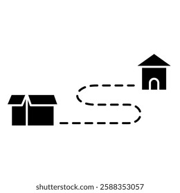Package delivery route icon Package Tracking, simple flat style, illustration, logo sign symbol pictogram template, for ui or ux isolated on white for mobile app, editable