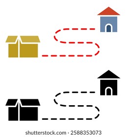 Package delivery route icon Package Tracking, simple flat style, illustration, logo sign symbol pictogram template, for ui or ux isolated on white for mobile app, editable