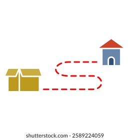 Package delivery route icon Package Tracking, simple flat style, illustration, logo sign symbol pictogram template, for ui or ux isolated on white for mobile app, editable