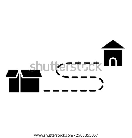 Package delivery route icon Package Tracking, simple flat style, illustration, logo sign symbol pictogram template, for ui or ux isolated on white for mobile app, editable