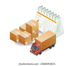 Package delivery schedule calendar concept illustration