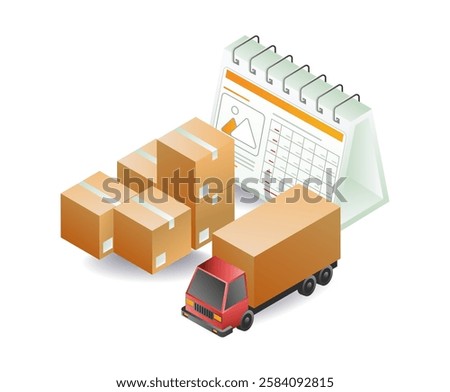 Package delivery schedule calendar concept illustration