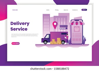 Package delivery service landing page. This design can be used for websites, landing pages, UI, mobile applications, posters, banners