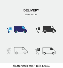 package delivery service vector icon man lifting package to van