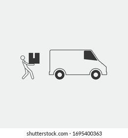package delivery service vector icon man lifting package to van
