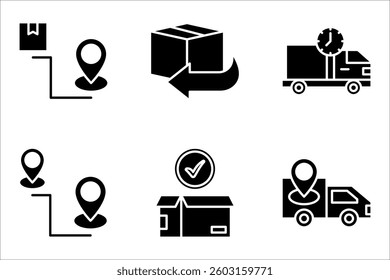 Package delivery, shipping related line icon set, vector illustration with white background.