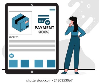 Erfolgreiche Zahlung der Paketlieferung in Online-Shopping Vektor-Illustration 