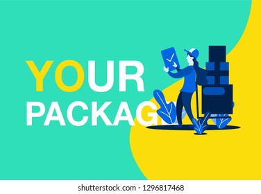 	
package delivery vector illustration concept, people delivery package, can use for, landing page, template, ui, web, mobile app, poster, banner, flyer