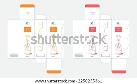 Package design aroma diffusor. Home aroma fragrance diffuser box die line. Aromatherapy branding template. Ready to print