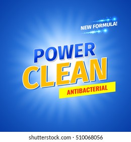 Package design detergent. Template label for soap, washing powder. Vector illustration.