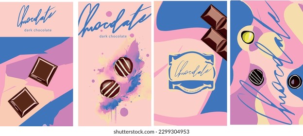 package design ideas product abstract template chocolate banner poster website pattern print candies sweets label vector food chocolate