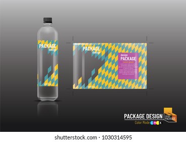 Package design, Label & Plastic bottles, mock up, Vector illustration