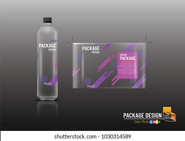 Package design, Label Template & Plastic bottle, mock up-Vector illustration