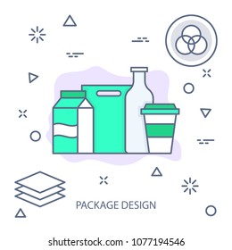 Package design Modern flat color line vector icon