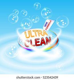 Package design template for laundry detergent. Vector illustration