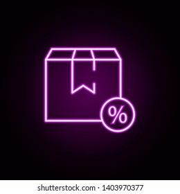 package discount neon icon. Elements of cyber monday set. Simple icon for websites, web design, mobile app, info graphics