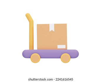 package dolly hand truck dolly trolley with 3d vector icon cartoon minimal style