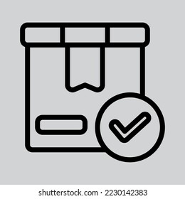Paket fertig Icon im Strich über Logistik, Verwendung für Website-Mobile-App-Präsentation