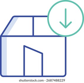 setas para baixo do pacote ícone de cor do contorno ilustração de design