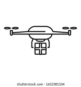 Package drone delivery icon. Outline package drone delivery vector icon for web design isolated on white background