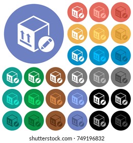 Package edit multi colored flat icons on round backgrounds. Included white, light and dark icon variations for hover and active status effects, and bonus shades on black backgounds.