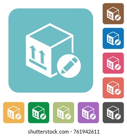 Package edit white flat icons on color rounded square backgrounds