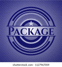 Package emblem with jean high quality background