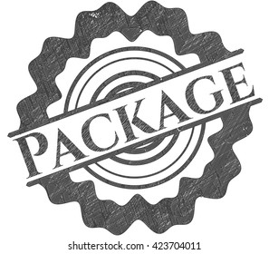 Package emblem with pencil effect