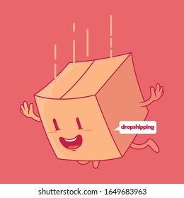Ilustración vectorial de caída del paquete. Concepto de envío a domicilio, venta, envío