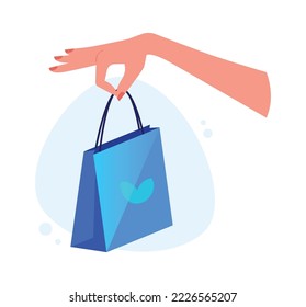 Package flat icon, Online order, Hand hold bundle for purchases