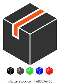 Package flat vector pictogram with colored versions. Color package icon variants with black, gray, green, blue, red.