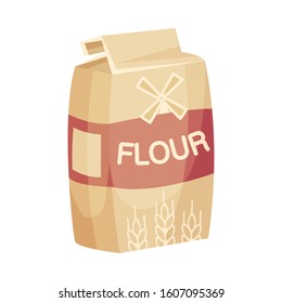 Package of Flour, Baking and Cooking Ingredient Vector Illustration