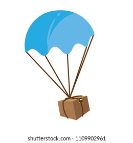 Package Flying in Parachute. Box Expedition Icon Illustration. Logistic Icon, Vector Illustration.