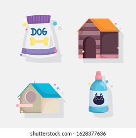 package food house bird medicine domestic cartoon animal, collection pets vector illustration