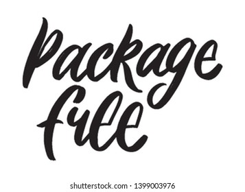 Package free hand written lettering word. Plastic free design on white background