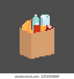 Empaquetar el arte de píxeles de comida completa aislado. Comida de 8 bits pixelada. Ilustración del vector