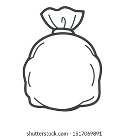 Package with garbage, plastic bag with wastes isolated icon vector. Pack full of rubbish, packet and litter, recyclable material, eco-friendly material. Plastic sack, cleaning symbol, recycling