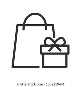 Package and gift box, linear icon. Editable stroke