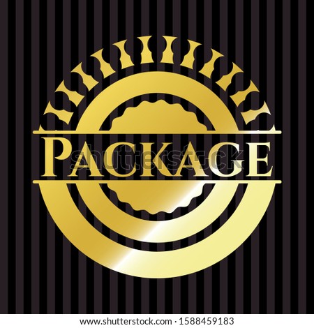 Package golden badge or emblem. Vector Illustration. Detailed.